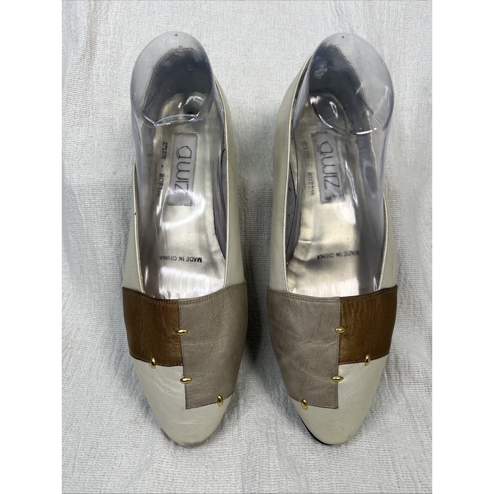 Vintage G Wiz Gold Abstract Flats Womens 10W Leather Upper MCM 70s Prop‎ Costume